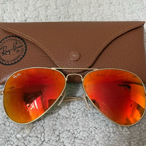 Ray-Ban Aviator Flash Lenses- Lenses: Orange Mirror + Frame: Gold main image 5